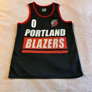 NBA Portland Blazers 0 Lillard screen printed black jersey size S basketball